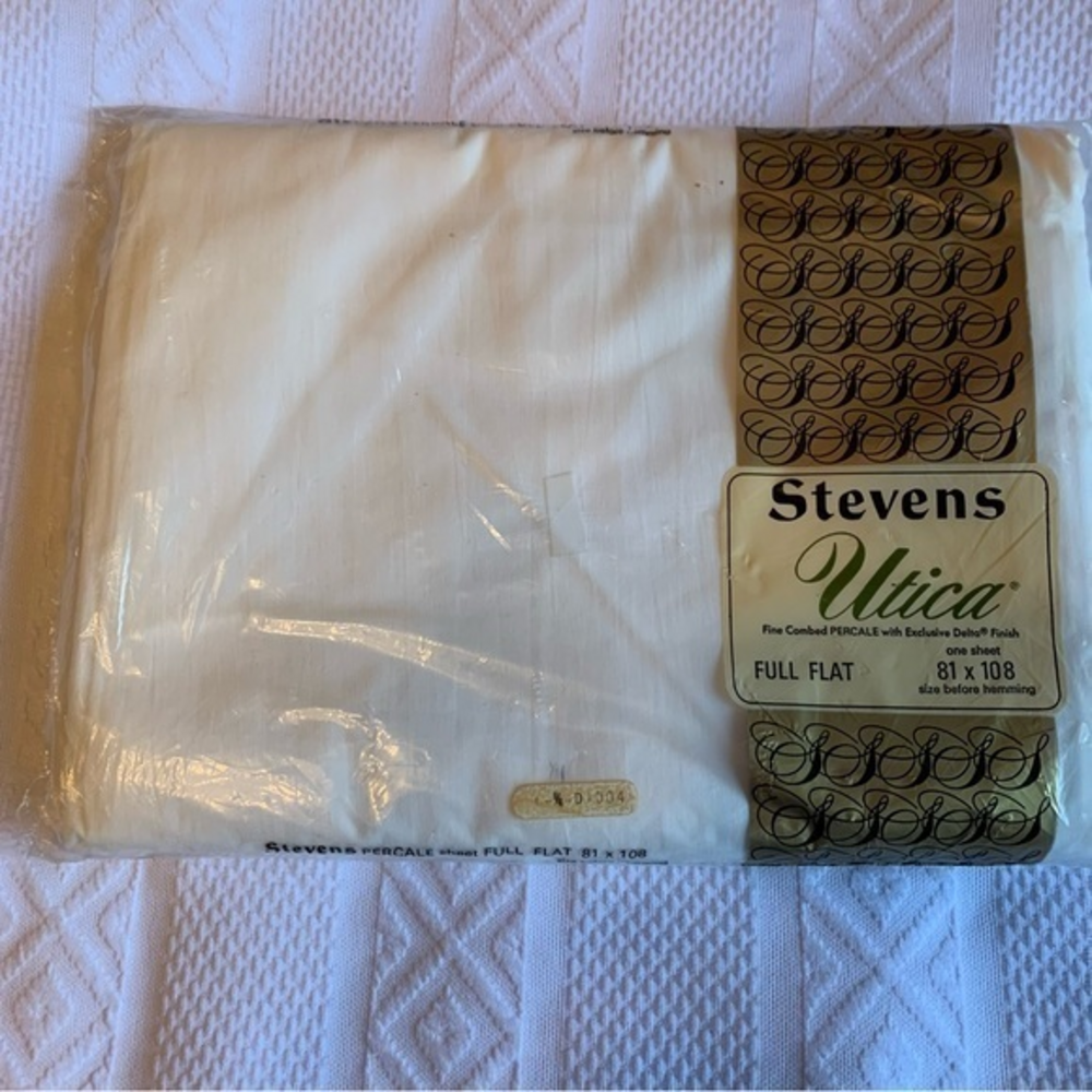 Vintage NWT Stevens White Ultica Percale 100% Cotton Full Flat Sheet‎ 81X108